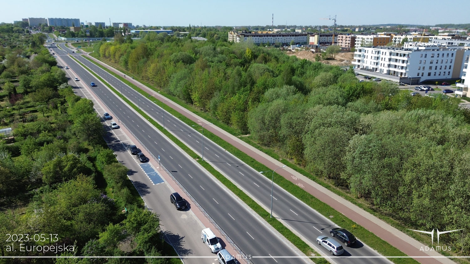 Teren paku wzdłuż al. Europejskiej - obszar realizacji projektu.